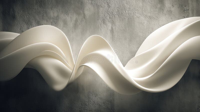 Fast monokrom design, flytande former i ett enda färgspektrum över en texturerad vägg med dimensionellt ljus surrealistiskt eller vektor illustrationer