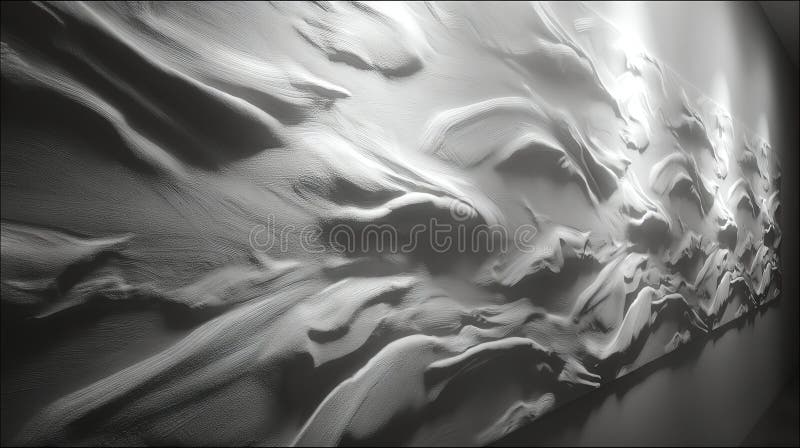 Fast monokrom design, flytande former i ett enda färgspektrum över en texturerad vägg med dimensionellt ljus surrealistiskt eller royaltyfri illustrationer