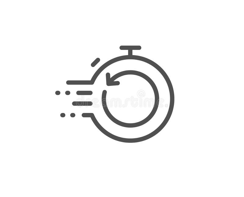 Fast recovery line icon. Backup data sign. Restore timer. Vector stock illustration