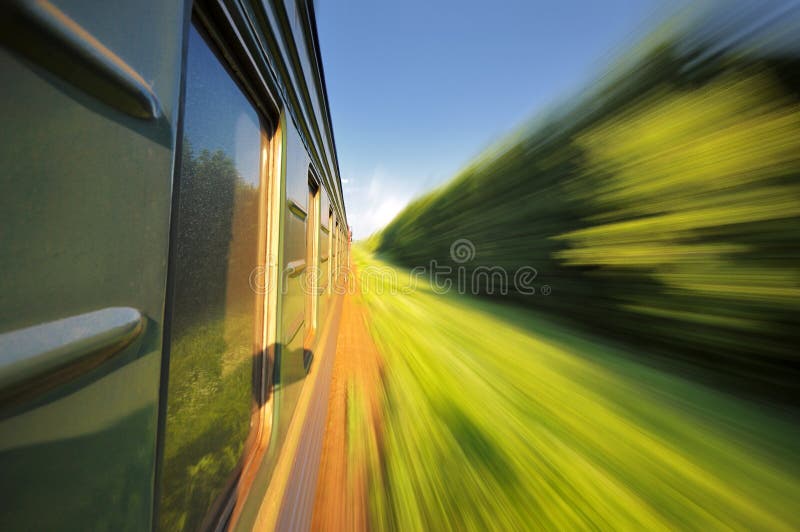Fast riding a train with motion blur royalty free stock photos
