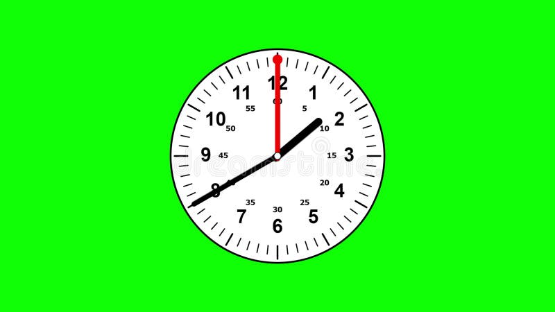 Fast running clock motion graphics with green screen background