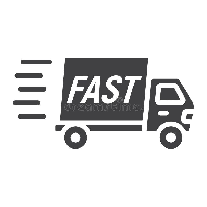 Fast Shipping Glyph Icon Delivery Truck Logistic Carton Box Sign Vector Graphics Solid Pattern White Background Eps