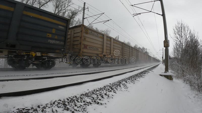 Train passage through snowy railroad 21