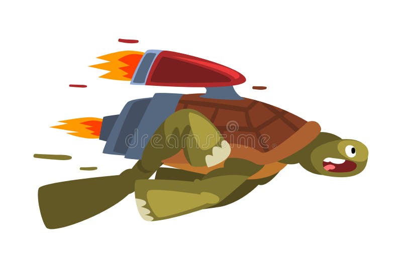 Fast Turtle, Funny Animal Cartoon Character with Turbo Speed Booster Vector  Illustration on White Background Stock Vector - Illustration of character,  cool: 195550810