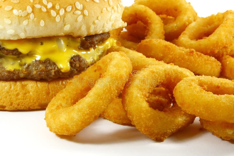 Fasta food hamburgeru posiłku cebuli pierścionki