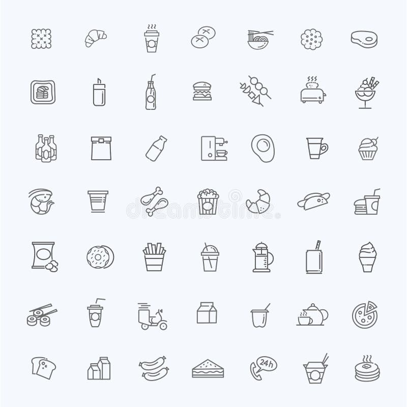 Fasta food konturu wektorowe ikony ustawiać _ ilustracja wektor Fasta food konturu wektorowe ikony ustawiać _ ilustracja wektor