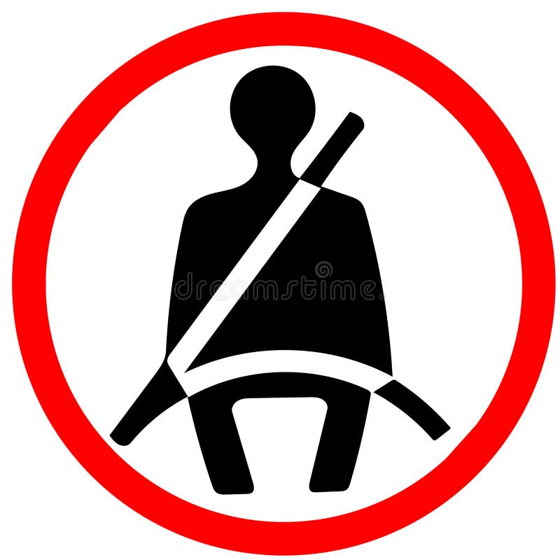 Fasten safety seat belt. Red prohibition warning symbol sign on white background.