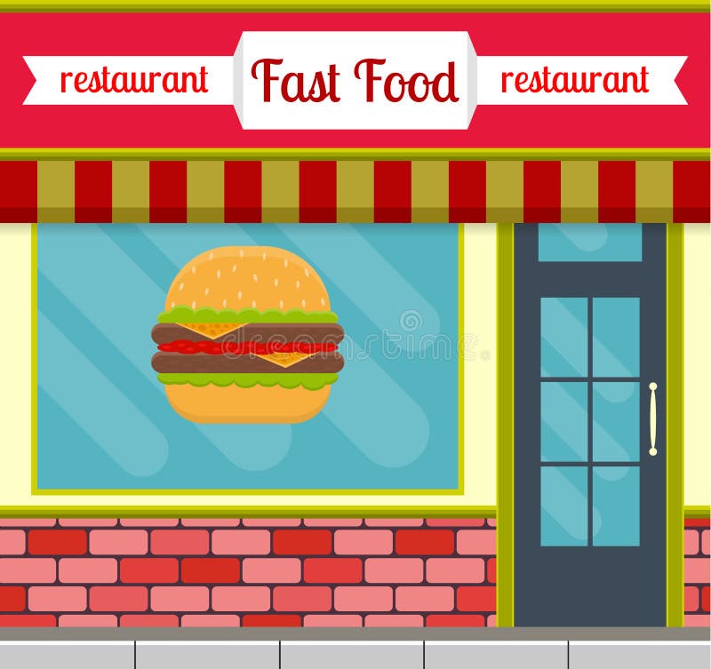 Fastfood restaurant building facade. vector illustration Fastfood restaurant building facade. vector illustration