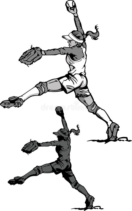 fastpitch dziewczyny sylwetki softball royalty ilustracja fastpitch dziewczyny sylwetki softball royalty ilustracja