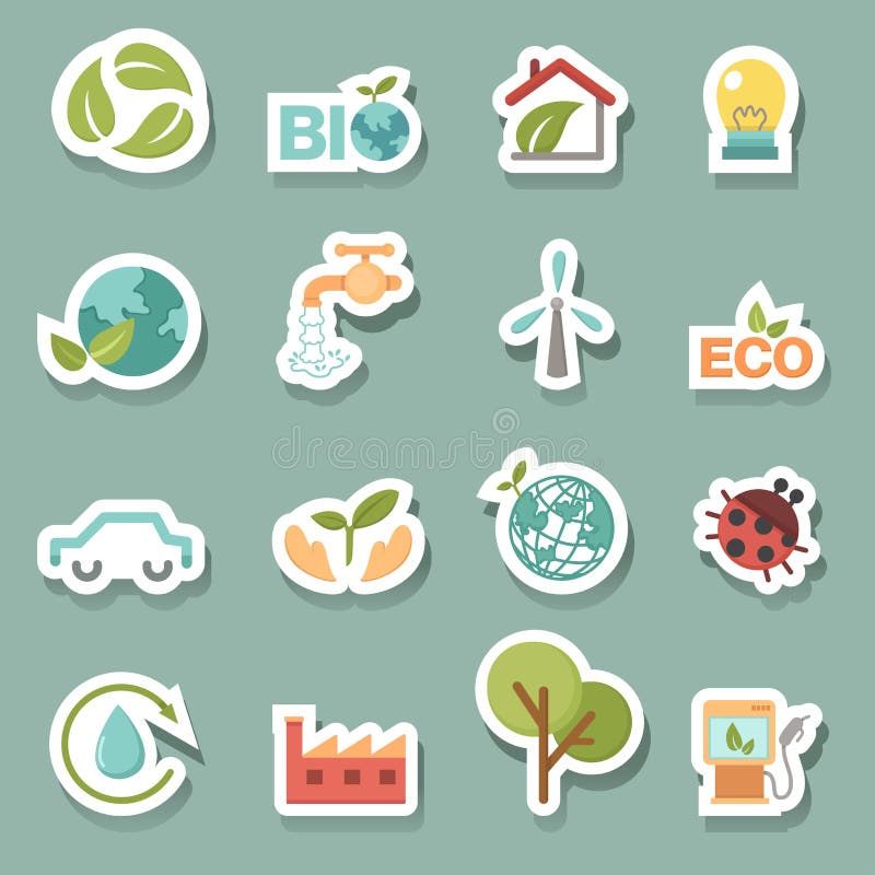 Fastställd vektor för Eco symboler royaltyfri illustrationer Fastställd vektor för Eco symboler royaltyfri illustrationer
