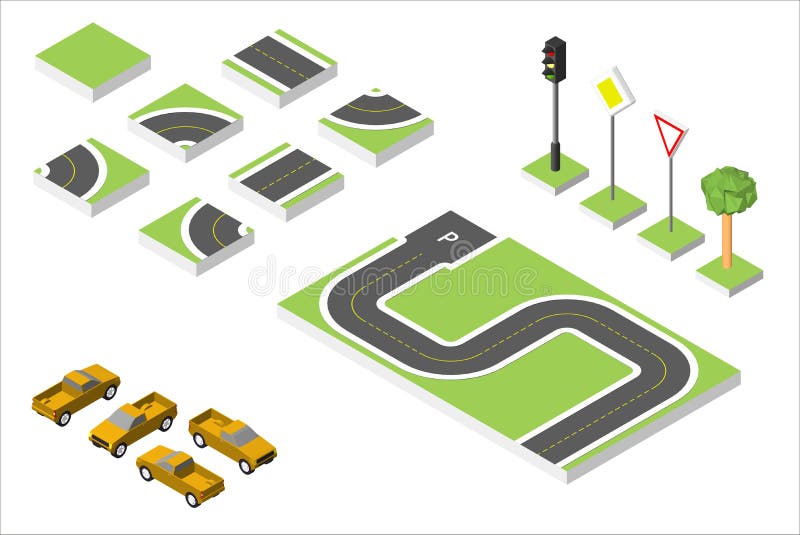 Fastställda isometriska väg- och vektorbilar, gemensam reglerande vägtrafik Vektorillustration eps 10 som isoleras på vit stock illustrationer Fastställda isometriska väg- och vektorbilar, gemensam reglerande vägtrafik Vektorillustration eps 10 som isoleras på vit stock illustrationer