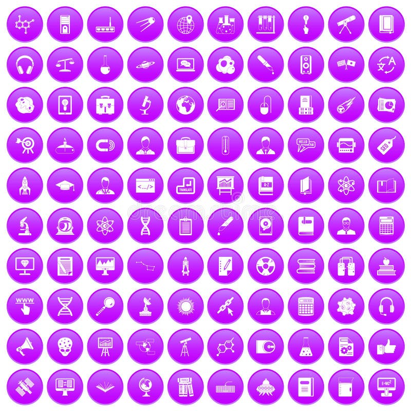 100 fastställda lilor för forskarevetenskapssymboler royaltyfri illustrationer 100 fastställda lilor för forskarevetenskapssymboler royaltyfri illustrationer