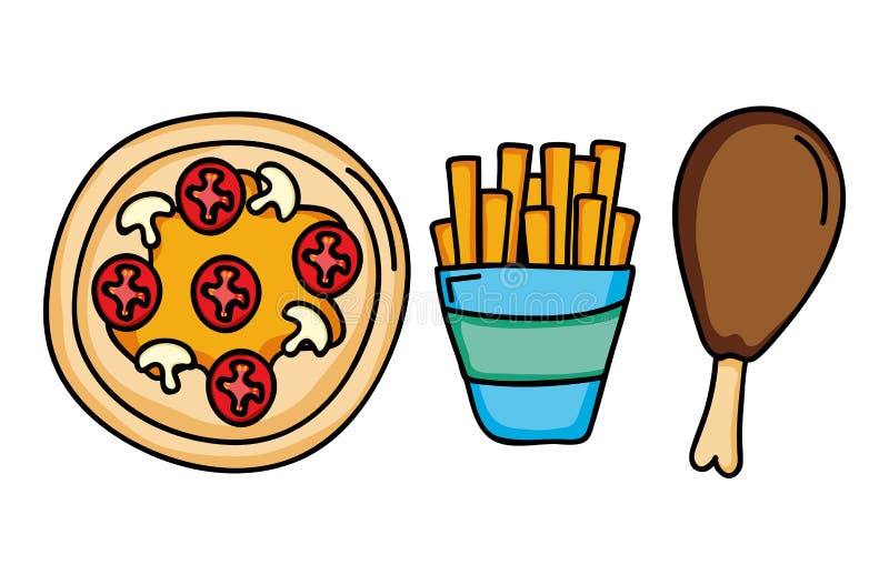 Fastställda symboler för läcker snabbmatmeny stock illustrationer Fastställda symboler för läcker snabbmatmeny stock illustrationer