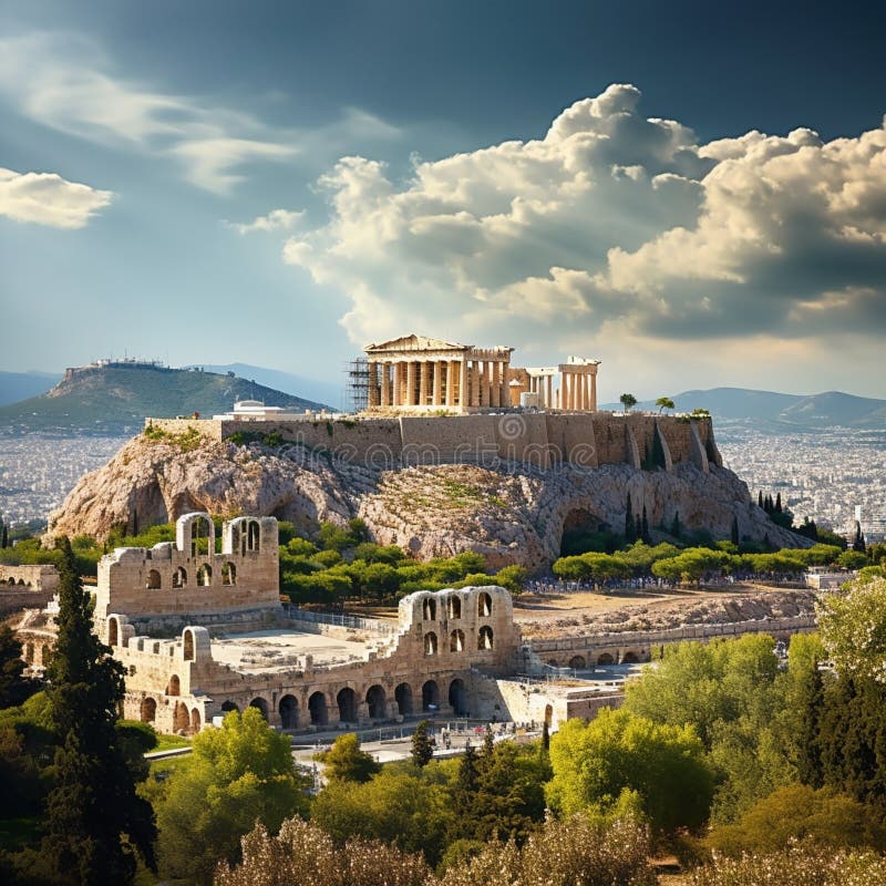 Faszinierende Athens : uralte Wunder, lebhafte Atmosphäre und griechische Küche vektor abbildung