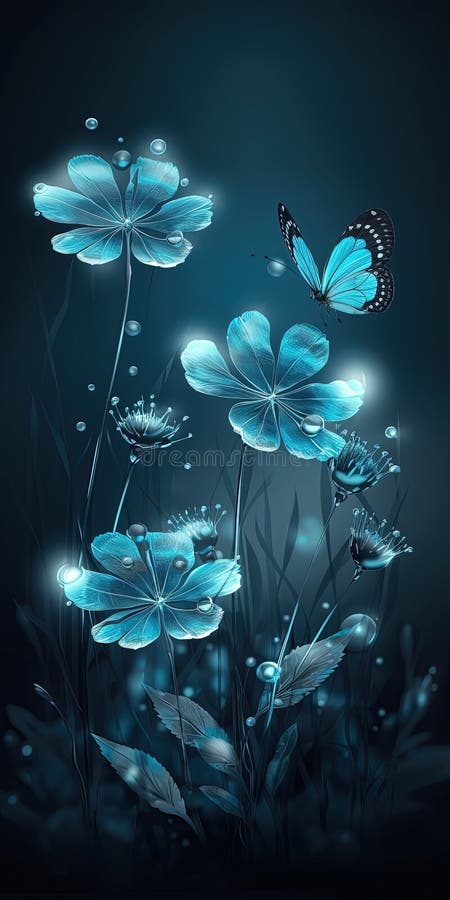 Faszinierende blauer Kristallfantasy-Blumen strahlen ätherische Schönheit aus. generative Hilfe lizenzfreie abbildung