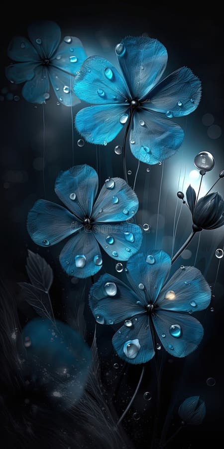 Faszinierende blauer Kristallfantasy-Blumen strahlen ätherische Schönheit aus. generative Hilfe vektor abbildung