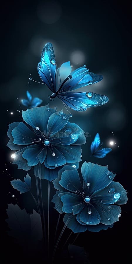 Faszinierende blauer Kristallfantasy-Blumen strahlen ätherische Schönheit aus. generative Hilfe vektor abbildung