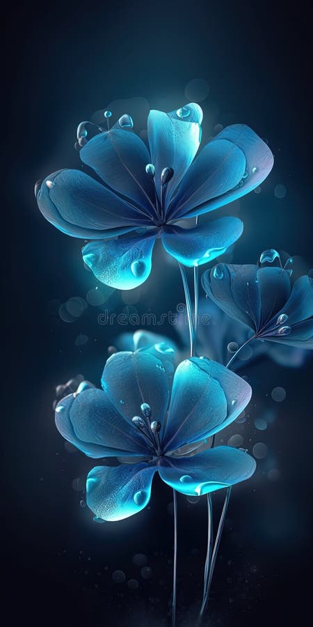 Faszinierende blauer Kristallfantasy-Blumen strahlen ätherische Schönheit aus. generative Hilfe vektor abbildung