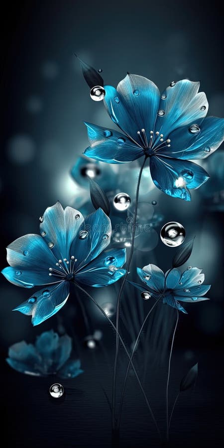 Faszinierende blauer Kristallfantasy-Blumen strahlen ätherische Schönheit aus. generative Hilfe vektor abbildung