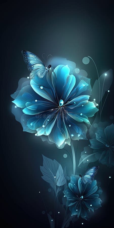 Faszinierende blauer Kristallfantasy-Blumen strahlen ätherische Schönheit aus. generative Hilfe lizenzfreie abbildung