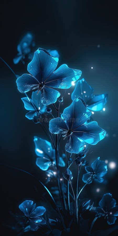 Faszinierende blauer Kristallfantasy-Blumen strahlen ätherische Schönheit aus. generative Hilfe vektor abbildung