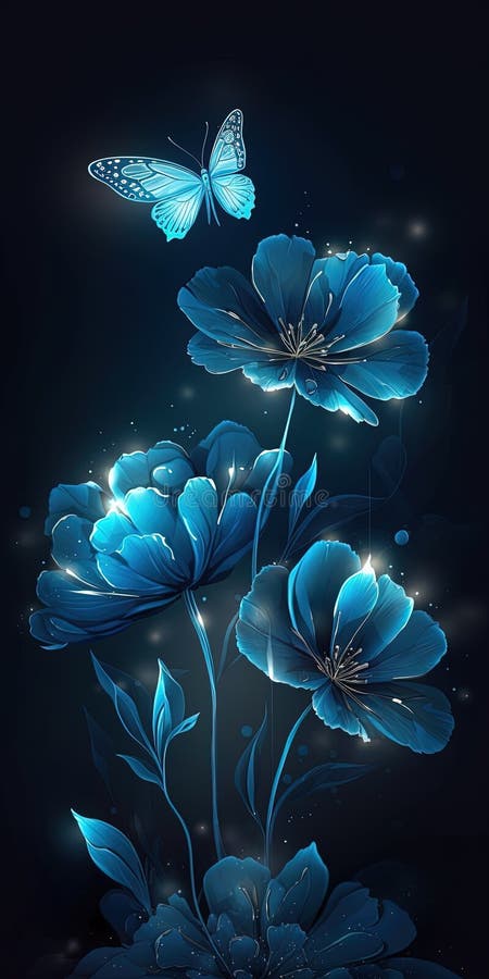 Faszinierende blauer Kristallfantasy-Blumen strahlen ätherische Schönheit aus. generative Hilfe vektor abbildung