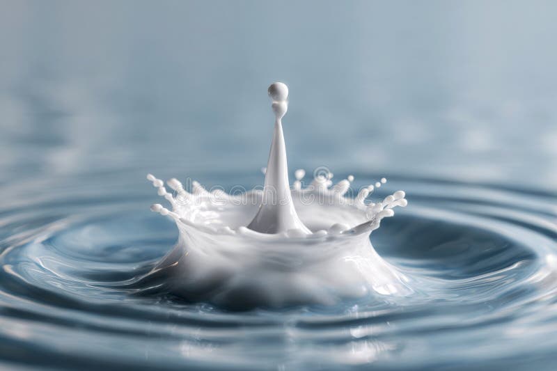Faszinierende Milchfallen, die in ruhiger Wasseroberfläche Schlupflöcher erzeugen lizenzfreie abbildung
