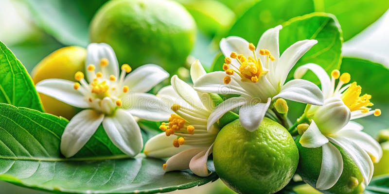 Faszinierende Schließung eines frischen Limettenblossoms Ein lebendiges botanisches Stillleben mit zarter Blumendetails und vektor abbildung