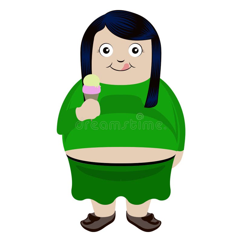 Fat Girl Eating an Ice Cream Stock Vector - Illustration of cartoon, sweet:  148635170