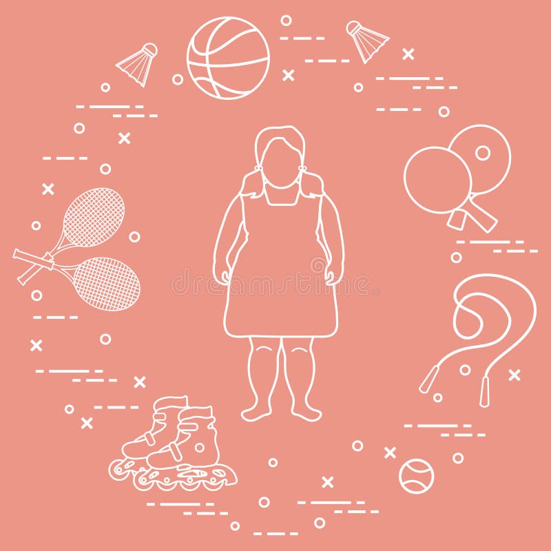 Fat Girl Sports Equipment Children Activities Stock Vector Illustration Of Basketball Overweight Fat Girl Sports Equipment Children Activities Stock Vector Illustration Of Basketball Overweight