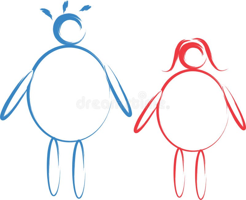 Fat male and female icon vector illustration