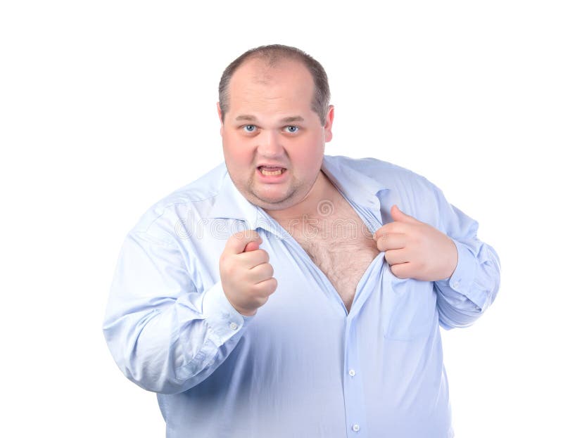 Fat Man In A Blue Shirt, Showing Obscene Gestures Stock Image - Image: 27086651