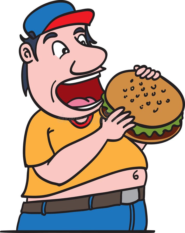 fat guy eating pizza cartoon