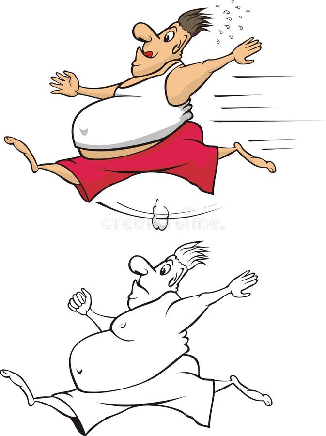 Fat man running to lose weight