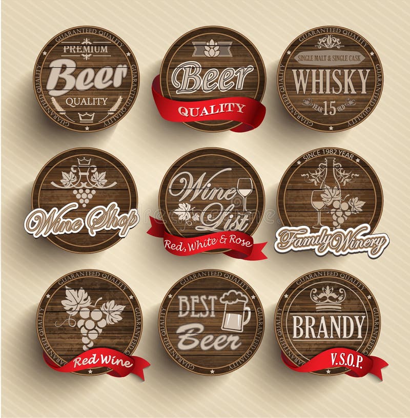 Fat med alkoholemblem stock illustrationer Fat med alkoholemblem stock illustrationer