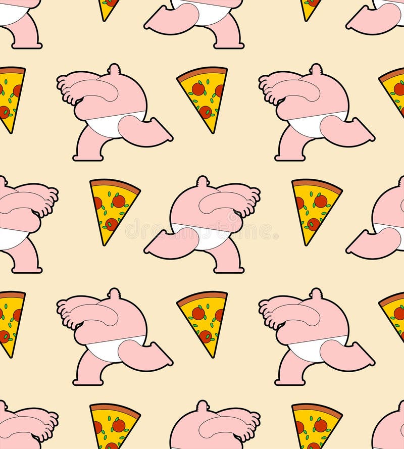 Fat men running for pizza pattern seamless. Fat people and fast food background stock illustration Fat men running for pizza pattern seamless. Fat people and fast food background stock illustration