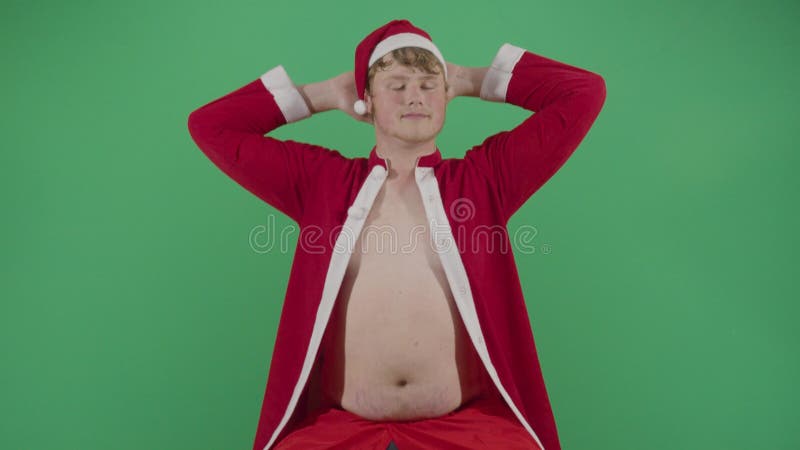 Fat Santa Claus Dancing With His Tummy Out Stock Footage Video Of