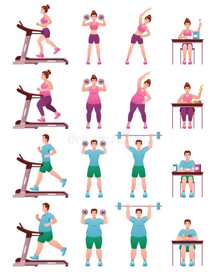 Fat Slim Fitness People Icon Set stock illustration Fat Slim Fitness People Icon Set stock illustration