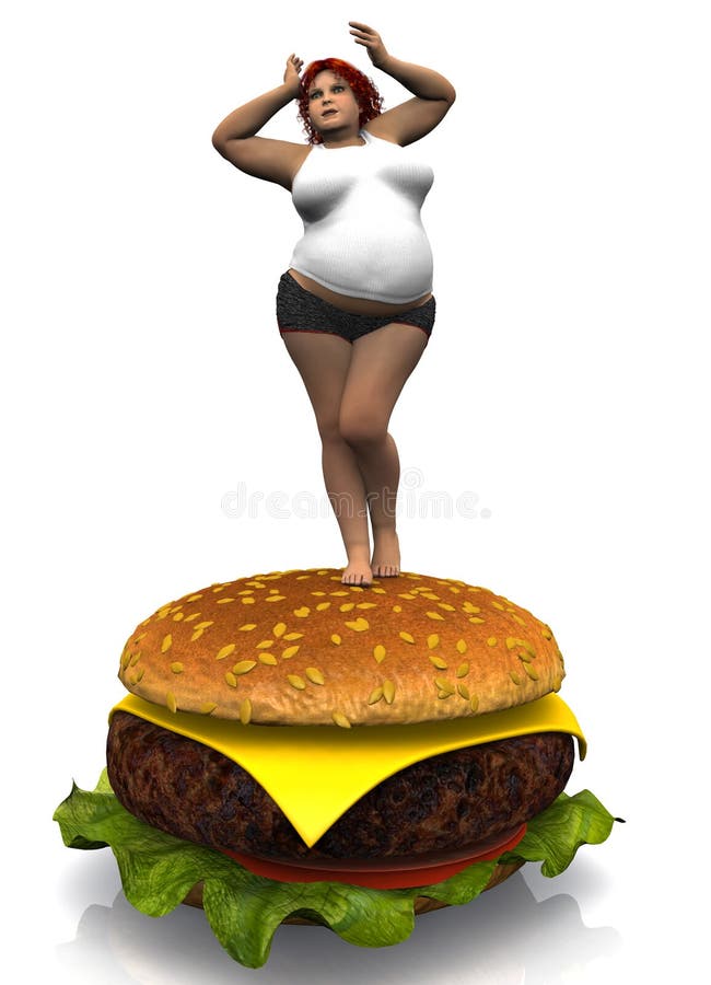 The fat woman and a burger