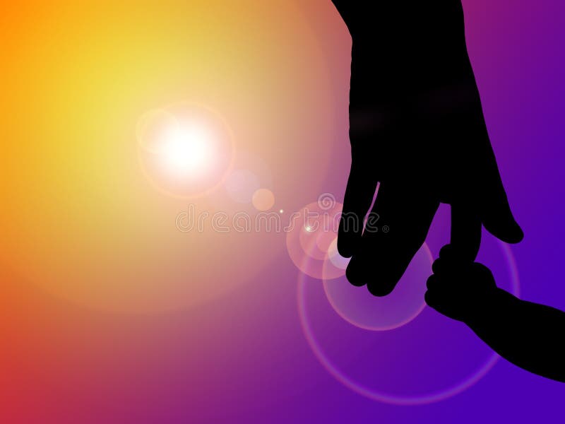 Father and baby hand silhouette