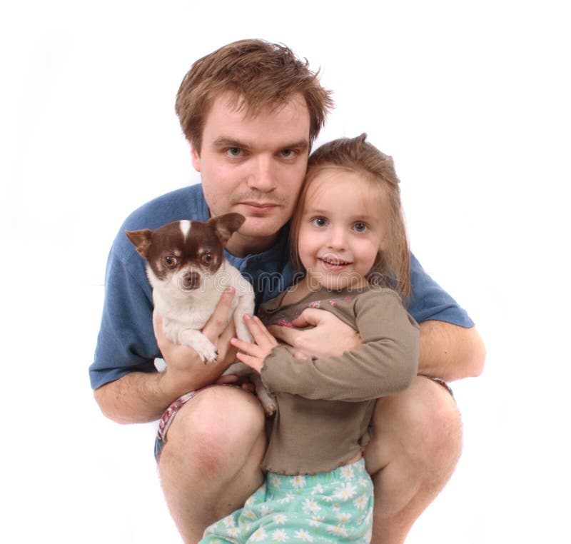 Father daughter and dog