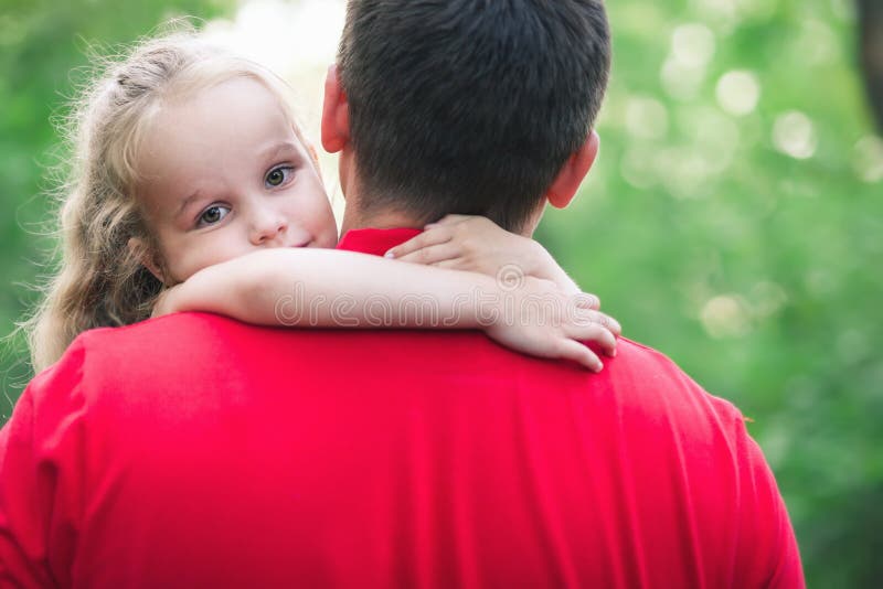 Girl hug her daddy with love stock image Girl hug her daddy with love stock image