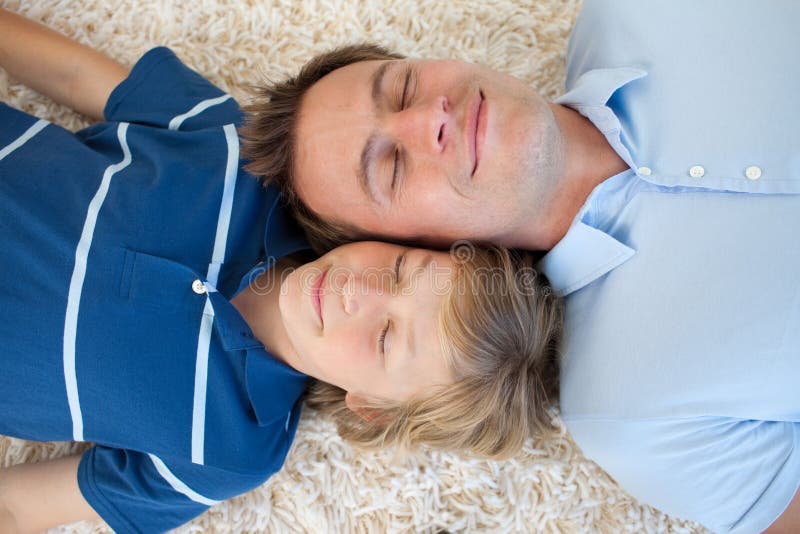 Children Lying Upside Down Bed Royalty Free Stock Photos 