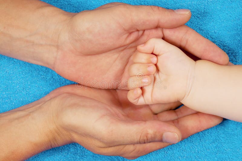 Father is Holding Babys Hand Stock Image Image of family, newborn