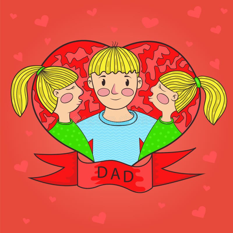 Download Father Kiss Daughter Twins. Heart. Love. Family. Vector ...