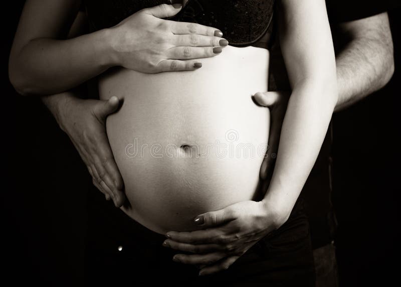 Pregnant Belly Listens To Music through Headphones Stock Image - Image of  listen, human: 36799799