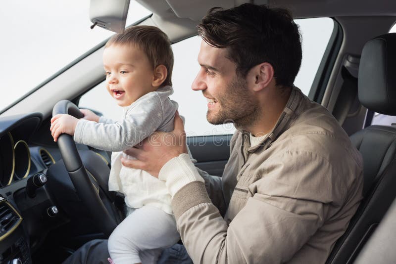 Father Playing Baby Drivers Seat Stock Photos Free & RoyaltyFree