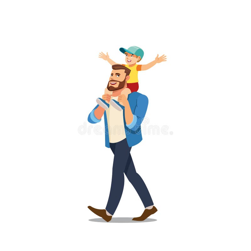 Free Father Riding Son On Shoulders Cartoon Vector Royalty Free Stock Image - 129395496