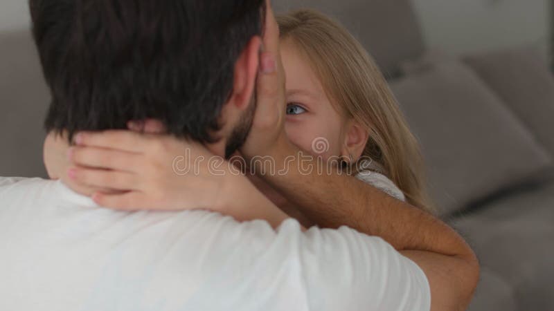 Dad Cuddling and Kissing with His Daughter. Father`s Day Stock Footage - Video of lifestyle, happiness: 185191898