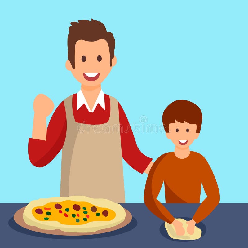 father son kitchen band clipart